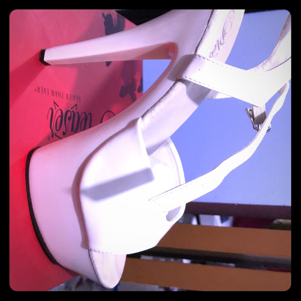 All white heels